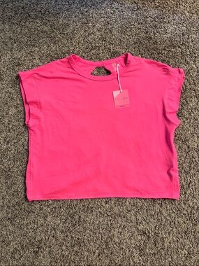 Fitz + Eddi Hot Pink Tee with Keyhole Back